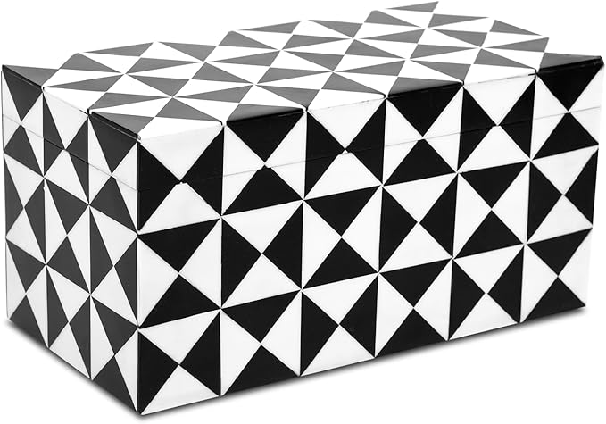 Handicrafts Home Handmade Triangle-B&W Collection Decorative Jewelry Box Organizer – Keepsakes, Trinkets, and Home Decor – Antique Coffee Table Storage, Memory Box, Farmhouse Style Decor, 10x5x5