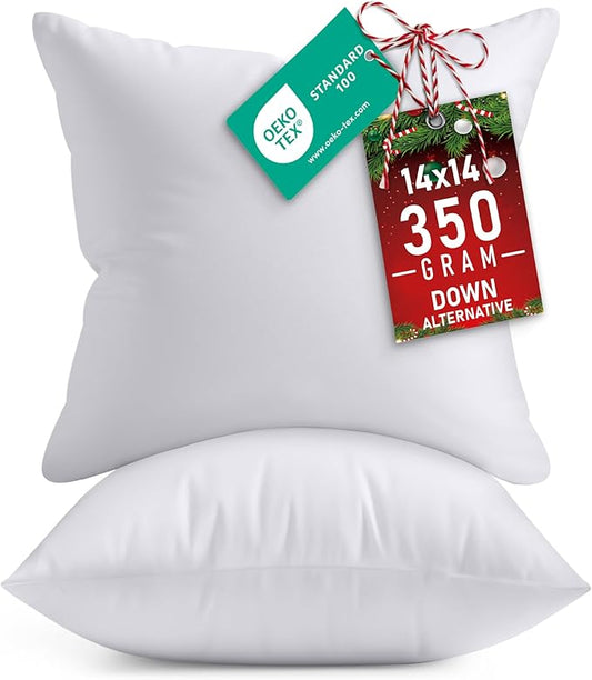 Utopia Bedding Throw Pillows Insert (Pack of 2, White) - 14 x 14 Inches Bed and Couch Pillows - Indoor Decorative Pillow