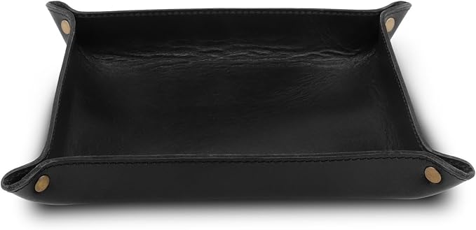 Londo Genuine Leather Tray Organizer - Practical Lightweight Water Resistant Computer Table Desk Storage Box for Wallets, Watches, Keys, Coins, Cell Phones and Office Equipment