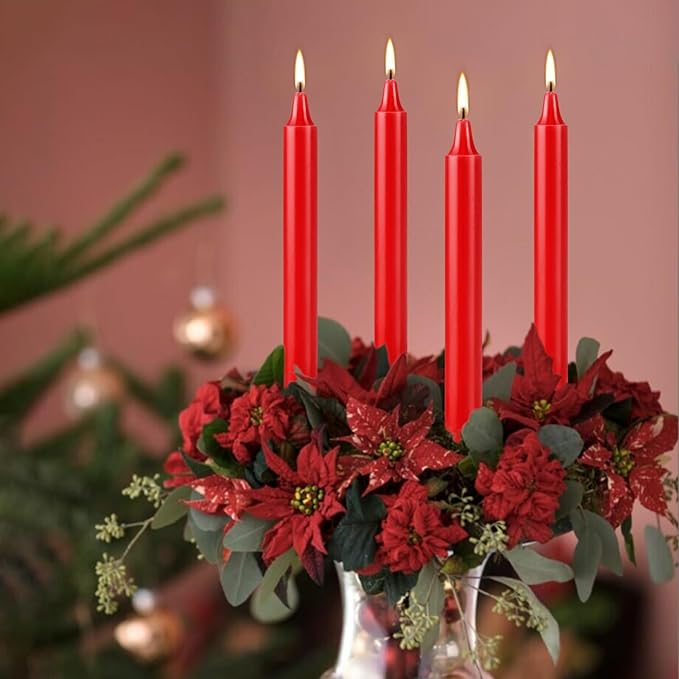 20PCS 4-inch Red Taper Candles for Decorative Use - Perfect for Christmas Events and Celebrations