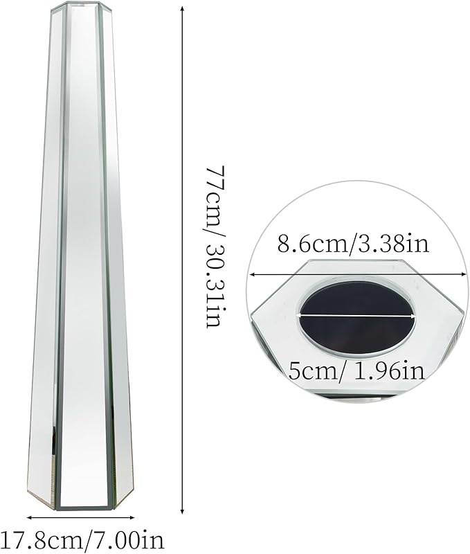 Tall Mirrored Floor Vase: 30.3 High Silver Mirror Vase with Hexagonal Shape, Large Floor-Standing Bling Decor for Living Room Wedding Centerpieces, Won't Hold Water