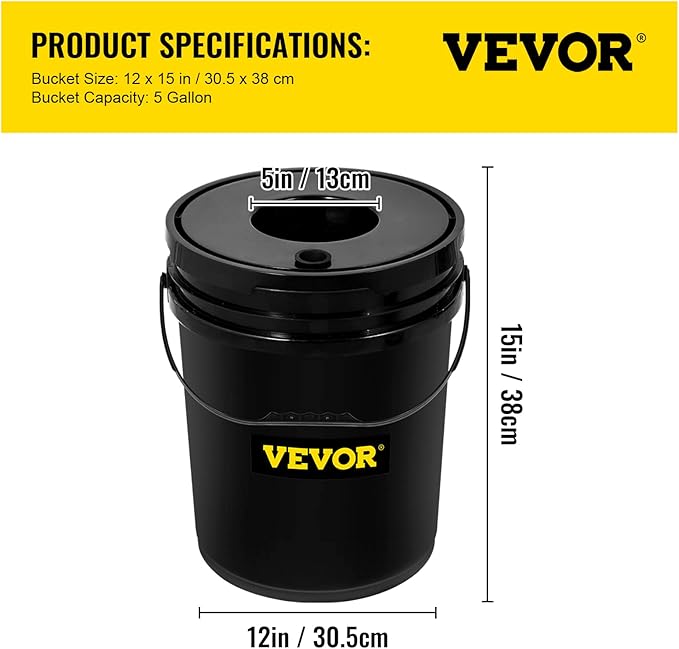 VEVOR DWC Hydroponic System, 5 Gallon 8 Buckets, Deep Water Culture Growing Bucket, Hydroponics Grow Kit with Pump, Air Stone and Water Level Device, for Indoor/Outdoor Leafy Vegetables
