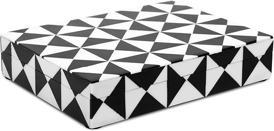 Handicrafts Home Handmade Triangle-B&W Collection Decorative Jewelry Box Organizer – Keepsakes, Trinkets, and Home Decor – Antique Coffee Table Storage, Memory Box, Farmhouse Style Decor, 6x8x1.5