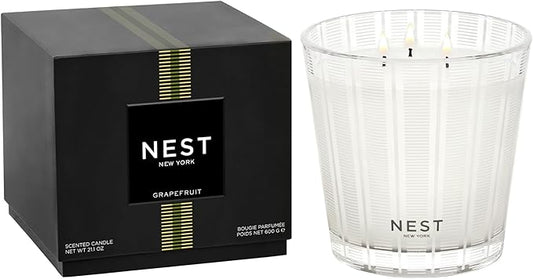 NEST New York Scented 3-Wick Candle, Grapefruit - 21.2 oz - Up to 100-Hour Burn Time - Reusable Glass Vessel