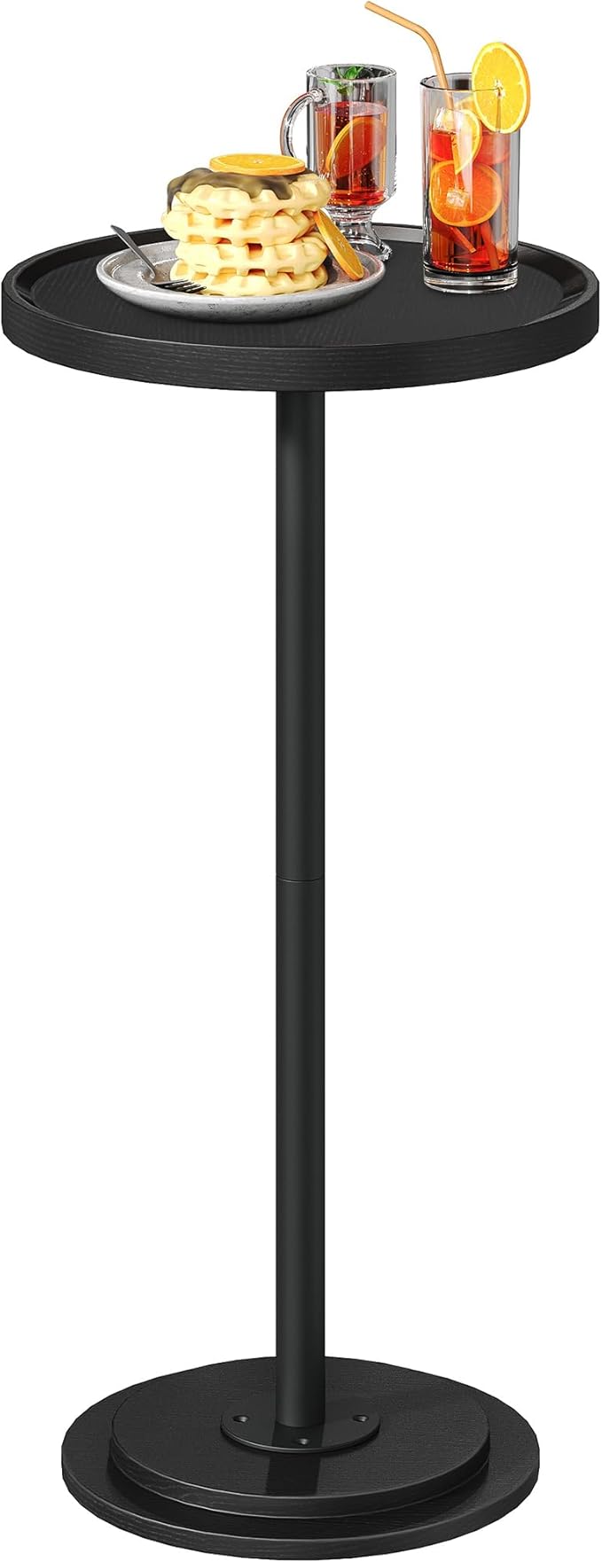 Small Round Side Table, Drink Table for Small Spaces, Pedestal Cocktail Table, Thickened Base, for Living Room, Bedroom, Office, Black TBZ30BB