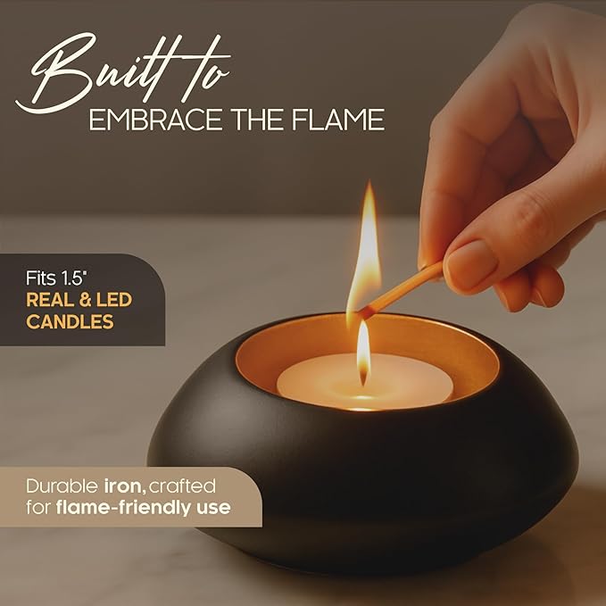 NativeSkins Tealight Holders - Glow Stones Set of 4 - Decorative Votive Candle Holders for Table Centerpiece, Tea Light Candle Display