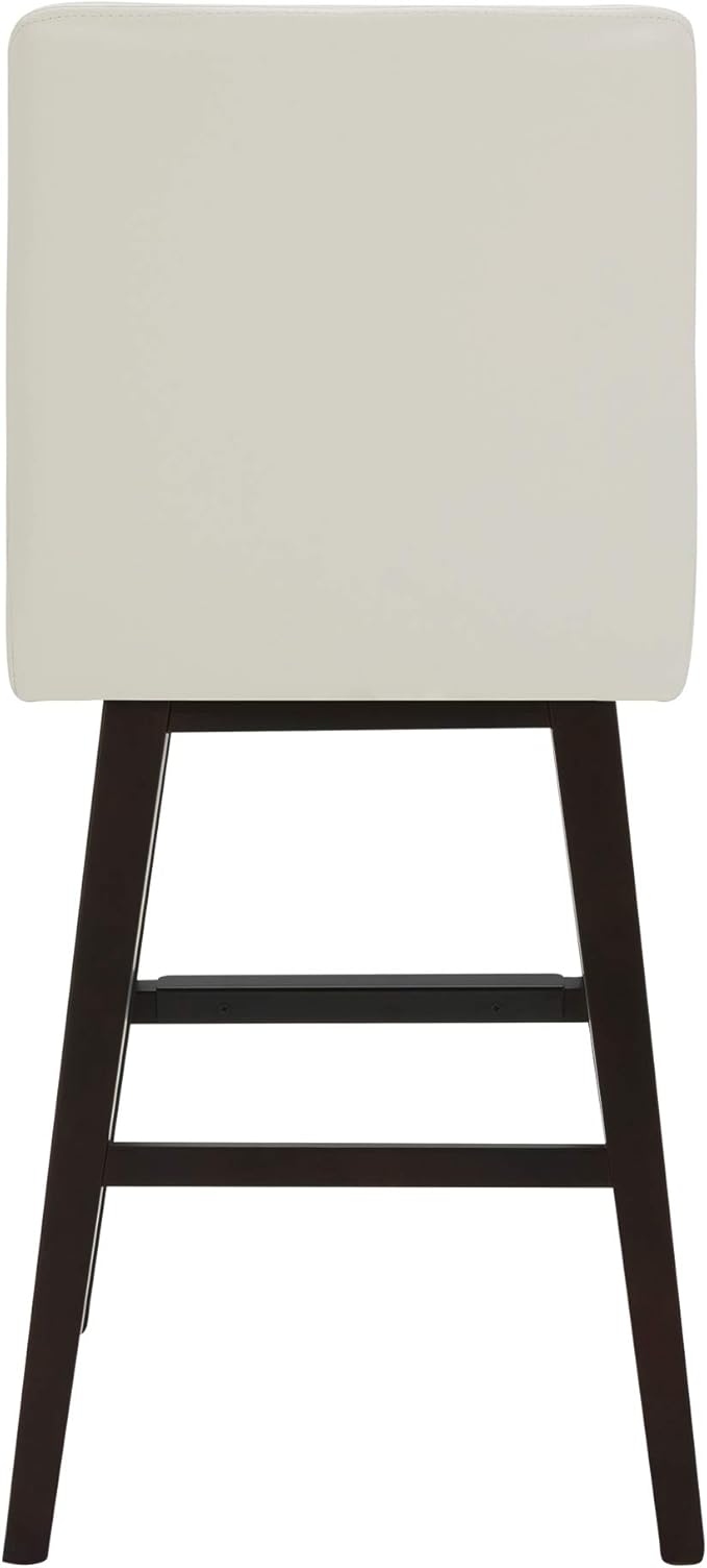 CHITA Counter Height Swivel Bar Stools Set of 4, FSC Certified Upholstered Faux Leather Barstool Chairs with Back, 26.8" H Seat Height, PU Leather in Pure White