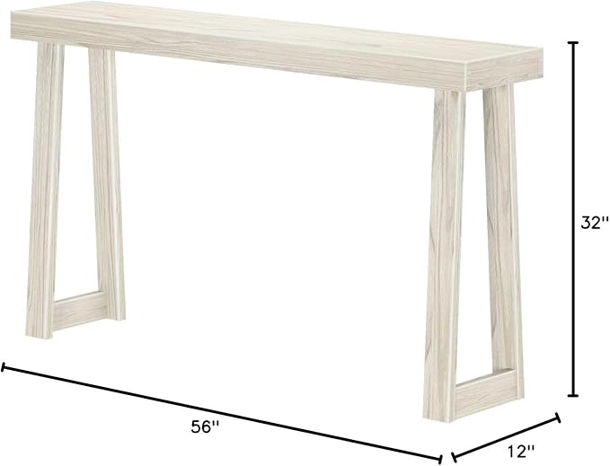 Plank+Beam Solid Wood Console Table, 56 Inch, Sofa Table, Narrow Entryway Table for Hallway, Behind The Couch, Living Room, Foyer, Easy Assembly, Coastal White