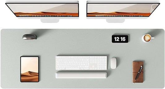 YSAGi Leather Desk Pad Protector, Office Desk Mat, Large Mouse Pad, Non-Slip PU Leather Desk Blotter, Laptop Desk Pad, Waterproof Desk Writing Pad for Office and Home (Grayish Green, 47" x 17")