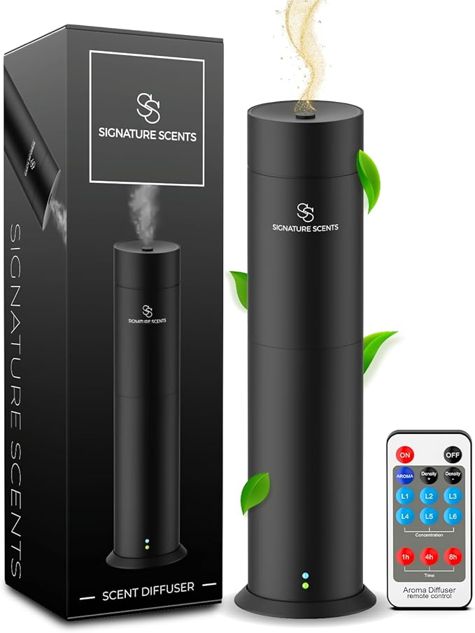 Luxury Essential Oil Diffuser – Waterless Oil Diffuser for Essential Oils - Scent Diffuser for Home & Hotel - Covers up to 1000 sq. ft. with Bluetooth App Control (Black)