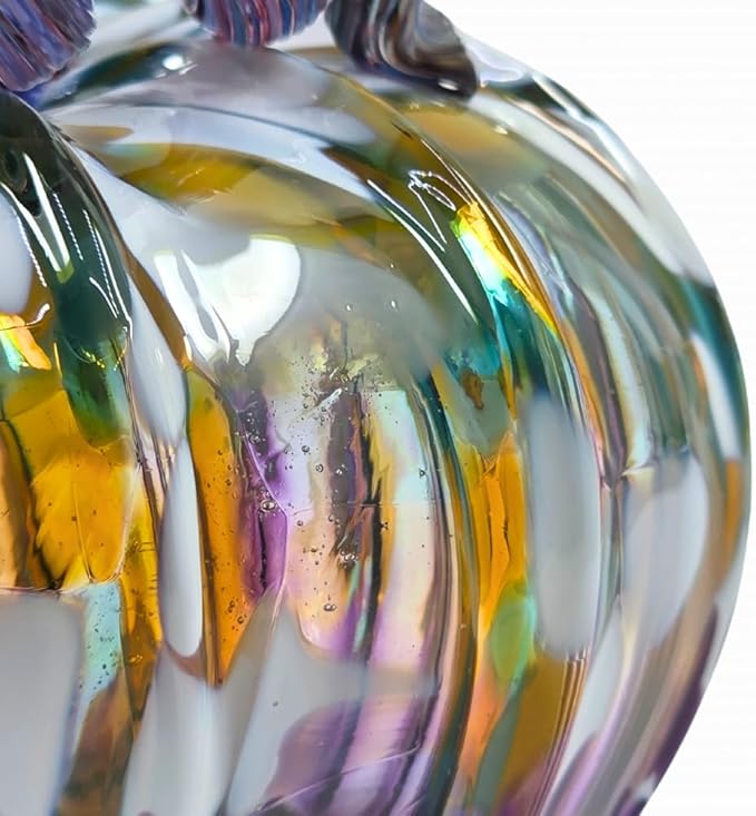 Luke Adams Glass Handmade Glass Pumpkins Handmade Table Top Home Decor (Squat, Purple Potion)