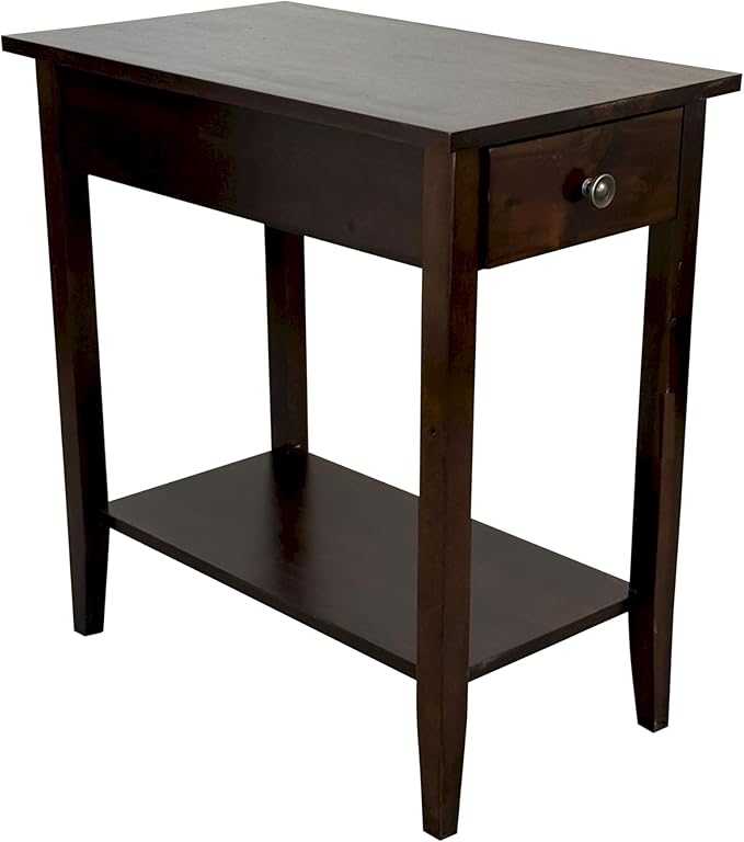 2-Tier Solid Acacia Recliner Table w/Drawer