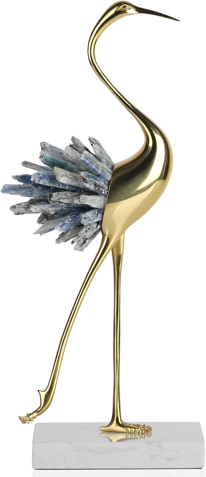 suruim Gold Decor Accents,Brass Birds Statues Gold Home Decor Modern Crystal Decor Ornaments for Living Room, Bedroom, Office Desktop, Cabinets (Blue B)