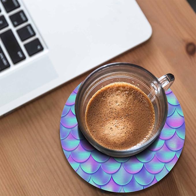 Mermaid Tail Coaster for Drinks Individual Mesh Gradient Mermaid Fish Skin Presents for Housewarming Birthday and Family 100% Diatomite 4''X 4'',2 Pack