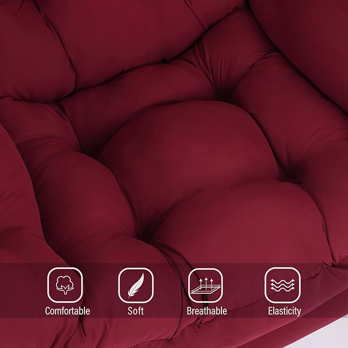 Welnow Lazy Chair for Living Room, Modern Reading Lounge Accent Chair with Armrests and a Side Pocket, Leisure Upholstered Lazy Sofa for Small Space, Bedroom, Dorm, Burgundy