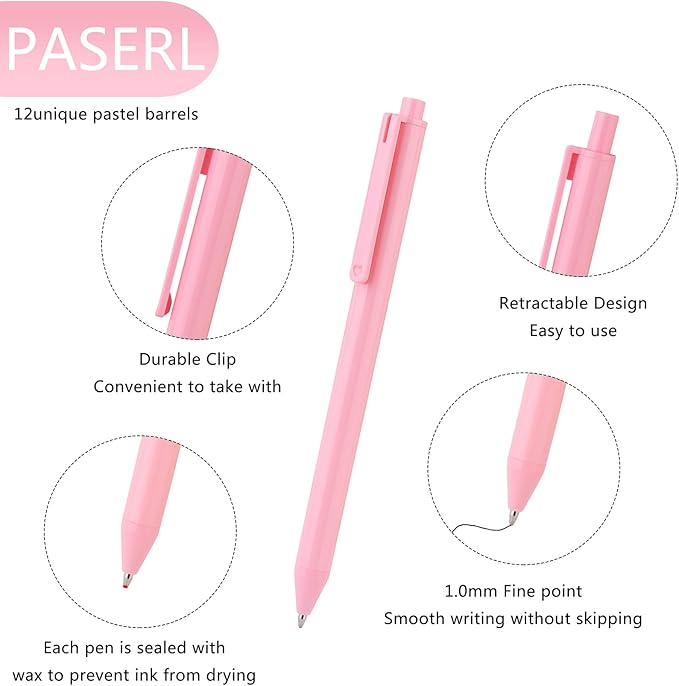 WY WENYUAN Cute Fine Point Smooth Writing Pen - Personalized Ballpoint Bulk, Flair Colorful, Black Ink 1.0 mm Journaling, Glitter Office Supplies for Women & Men, Note Taking