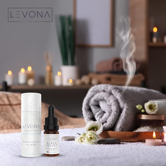 Levona Scents Oil Diffuser Essential Oils: Fragrance Oil for Diffuser - Black Velvette Diffuser Oils Scents - Woody Citrus with Herbal Floral Essential Oil Blends, Oakmoss, White Musk & Sandalwood