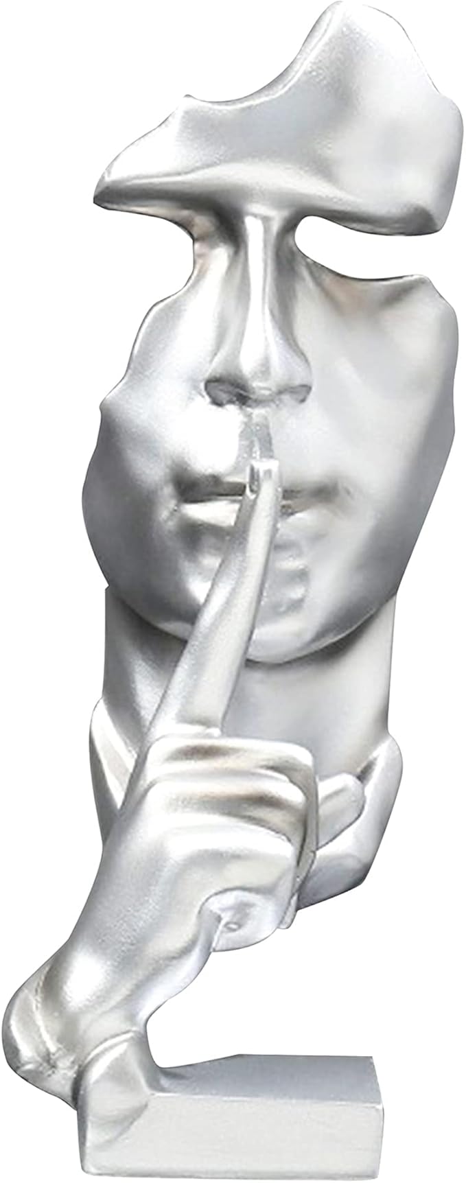 Silence is Golden Thinker Statue - 28cm Modern and Creative Abstract Sculpture of Keep Silent Man Statue Figurine for Home Living Room Office Desk Decor (White)