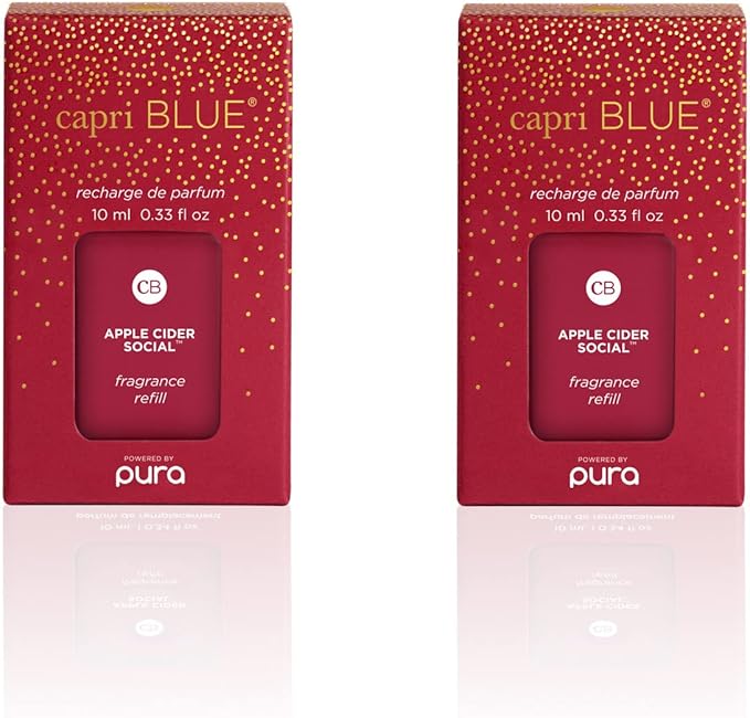 Capri Blue Pura Smart Home Plug-in Diffuser Refills – Includes 2 Capri Blue Pura Refills for Plug in Diffusers for Home - Long Lasting Luxury Scents - Apple Cider Social (Pack of 2)