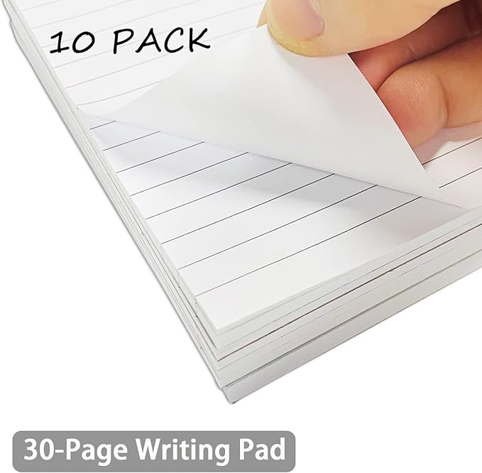 10 Pcs Note Pads Refills 3 x 5 inches Memo Small Notebook Writing Pads with 30 Sheets Each Pad College Ruled Lined Paper NotePads White
