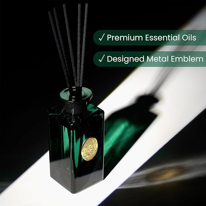 M&SENSE 10.14 oz Large Reed Diffuser Set | Evergreen Pine Scent Oil Diffuser with Sticks | Hotel Collection Non-Toxic Essential Oil |for Bedroom Bathroom Living Room