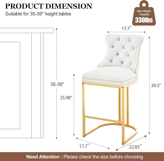 UVV Counter Height Bar Stools Set of 3, 26" Modern Barstools with Back, Faux Leather Upholstery Counter Chairs with Metal Legs for Kitchen Island, Bar, Counter, White