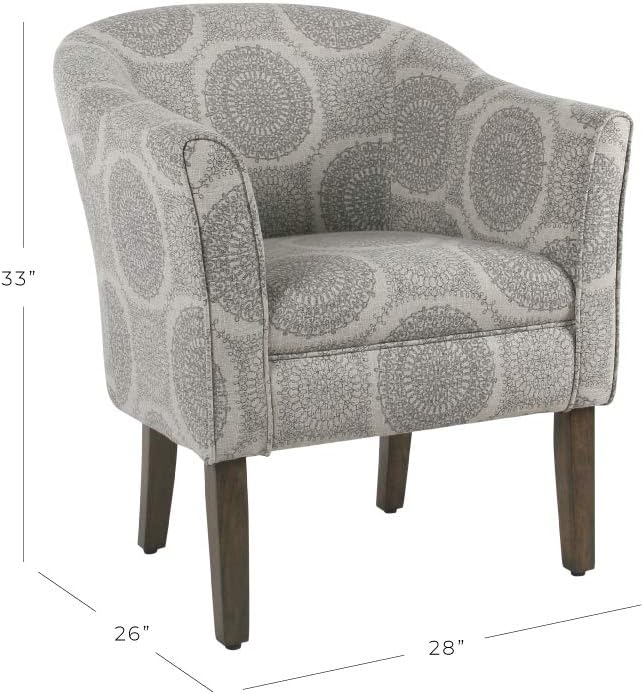 HomePop Barrel Shaped Accent Chair, Grey Medallion