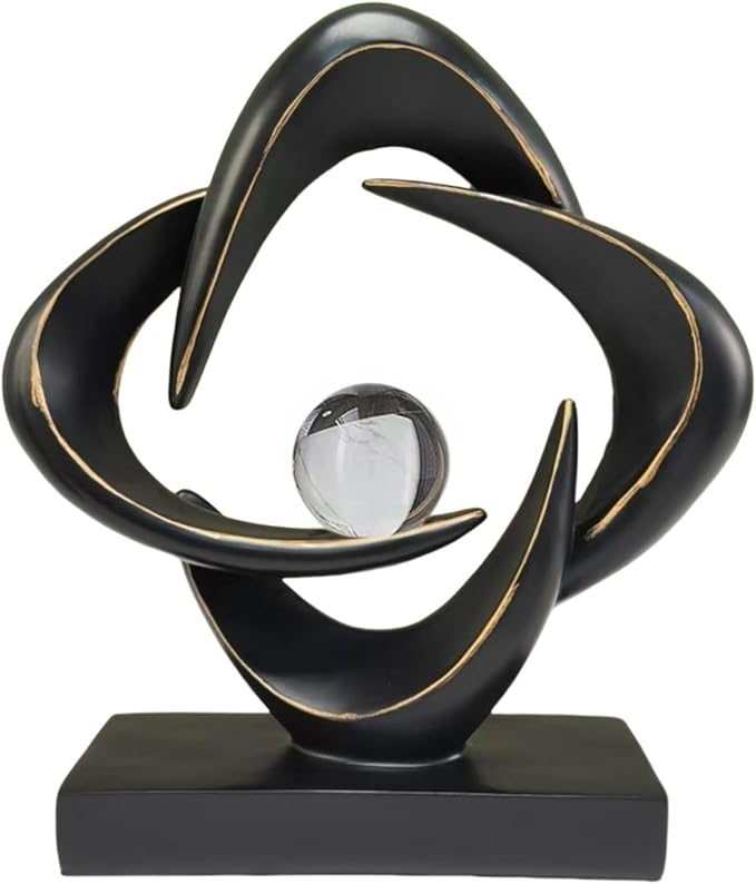 Modern Home Decor Abstract Decorative Sculpture Decorations for Living Room Dining Room Office, Resin Art Statues Coffee Table Bookshelf Decor Accents (Black)