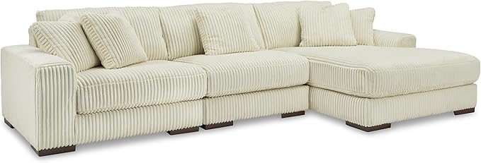 Signature Design by Ashley Lindyn Contemporary L-Shaped 3-Piece Sectional with Chaise for Living Room, White