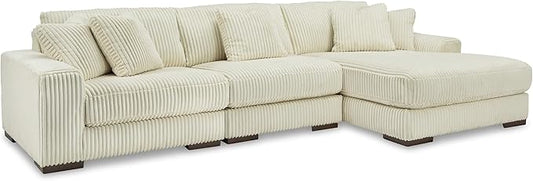 Signature Design by Ashley Lindyn Contemporary L-Shaped 3-Piece Sectional with Chaise for Living Room, White