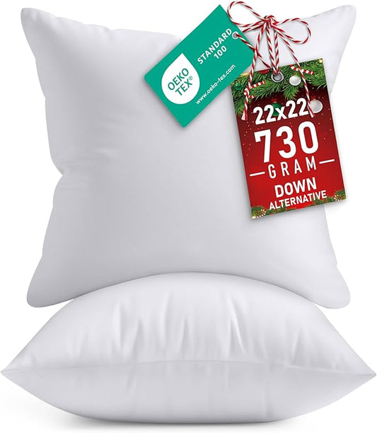 Utopia Bedding Throw Pillows Insert (Pack of 2, White) - 22 x 22 Inches Bed and Couch Pillows - Indoor Decorative Pillow