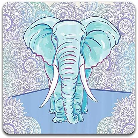 Watercolor Elephant Square Coaster Set - Made of Recycled Rubber - Set of 4