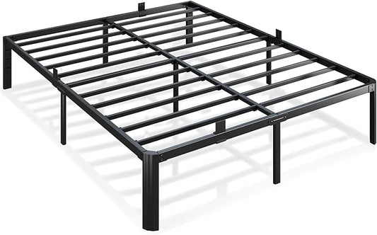 Metal Bed Frame King Size, 14 Inch 3500 lbs Heavy Duty Platform Bed FramesSteel Slats Noise Free No Box Spring Needed, Easy Assemble Sturdy Bedframe with Storage and Mattress Retainers