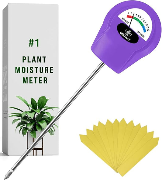 GROWIT Soil Water Monitor for Plants - Soil Moisture Meter | Hydrometer for Plants | Plant Moisture Meter Houseplants | Water Tester for Plants | Farming Indoor and Outdoor Plants-Purple