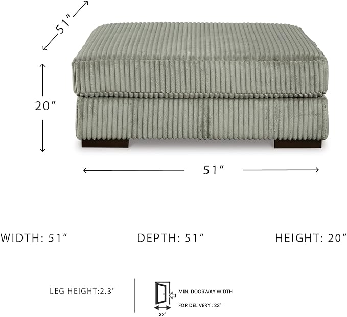 Signature Design by Ashley Lindyn Contemporary Square Tufted Upholstered Oversized Accent Ottoman, Light Gray