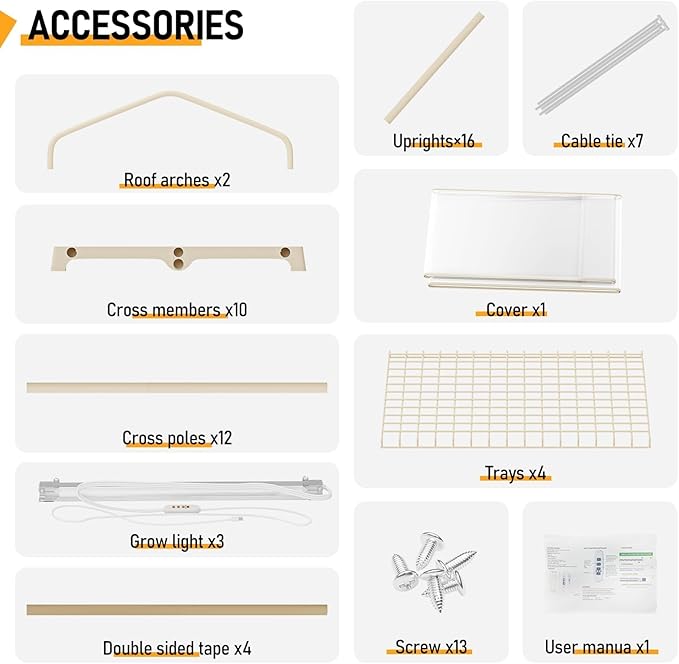 SPECILITE Indoor Greenhouse with Grow Lights - 4 Tiers 27.6"L×19.3"W×61.4"H Outdoor Mini Green House with Zip PVC Cover and Dimmable 45W Full Spectrum Plant Light with Timer for Seed Starting Trays