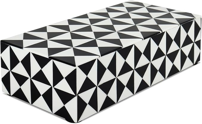 Handicrafts Home Handmade Triangle-B&W Collection Decorative Jewelry Box Organizer – Keepsakes, Trinkets, and Home Decor – Antique Coffee Table Storage, Memory Box, Farmhouse Style Decor, 10x4.5x2.5