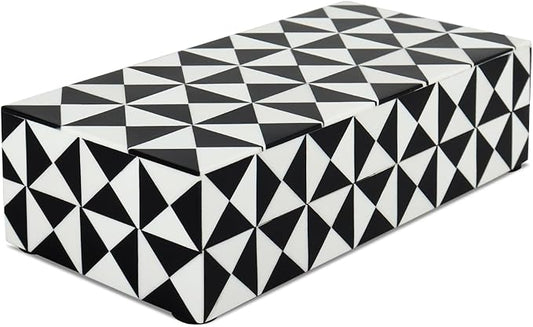 Handicrafts Home Handmade Triangle-B&W Collection Decorative Jewelry Box Organizer – Keepsakes, Trinkets, and Home Decor – Antique Coffee Table Storage, Memory Box, Farmhouse Style Decor, 10x4.5x2.5