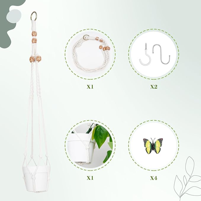 BLEUM CADE 1pcs Fake Hanging Plants Kit with Pot and Plant Hanger, Artificial Pothos Vines Hanging Potted Plant Greenery for Home Living Room Indoor Outdoor Decor