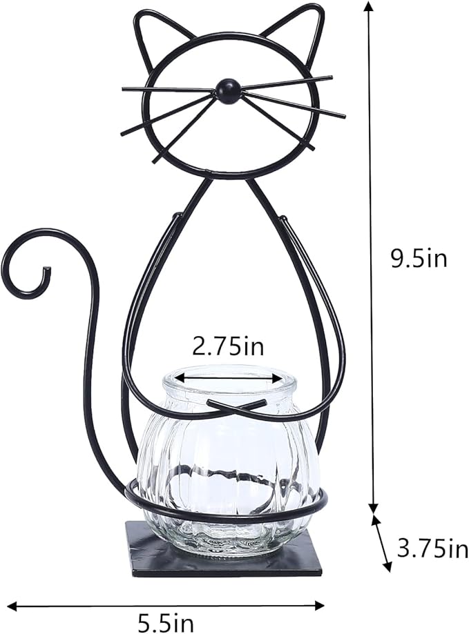 Desktop Glass Planter Vase Holder, Modern Creative Cat Plant Terrarium Metal Stand for Hydroponics Plants Home Garden Wedding Decoration Outdoor Planter Ideas