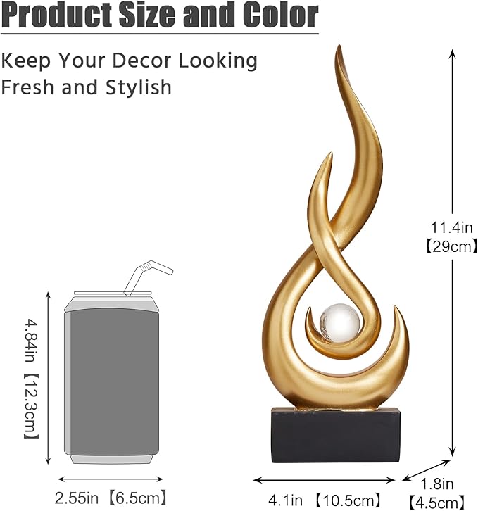 Modern Abstract Art Table Decoration,Resin Gold Statue Modern Ornaments for Living Room Great Gift Idea Home Decor 5 * 2.5 * 10.5 inch,Home Collectibles