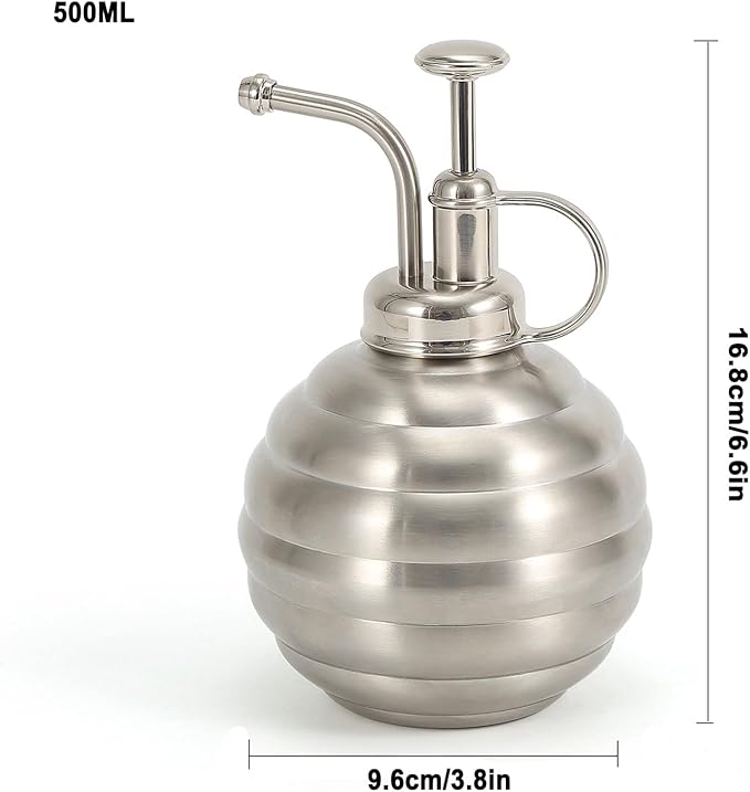 Plant Mister Spray Bottle, 500ml/17oz, Vintage Style Water Sprayer (Silver, 17OZ)