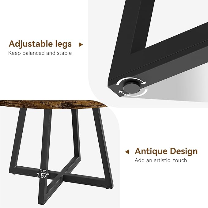 GAOMON Industrial Round Dining Table, 47 Inch Round Kitchen Table for 4, Dinner Table with Wooden Top and Metal Base for Dining Room, Living Room (New Rustic Brown, 47.2 in No Storage)