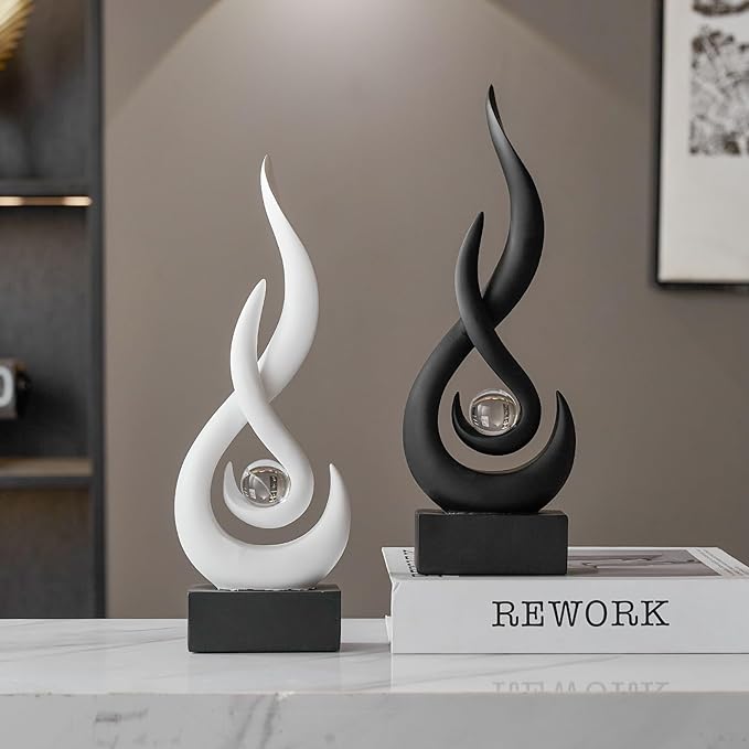 Modern Abstract Art Table Decoration,Resin Gold Statue Modern White Ornaments for Living Room Great Gift Idea Home Decor 5 * 2.5 * 10.5 inch,Home Collectibles