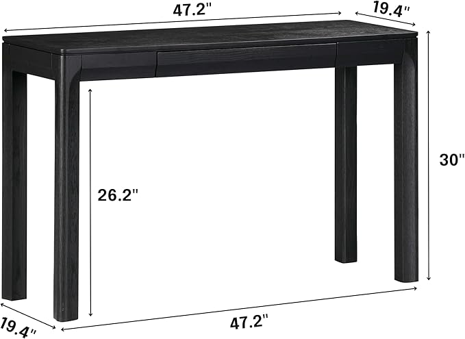 NTC Flow Modern Wooden Rectangle Console Table with Hidden Drawer – Waterproof & Heat Resistant, Burnt Black