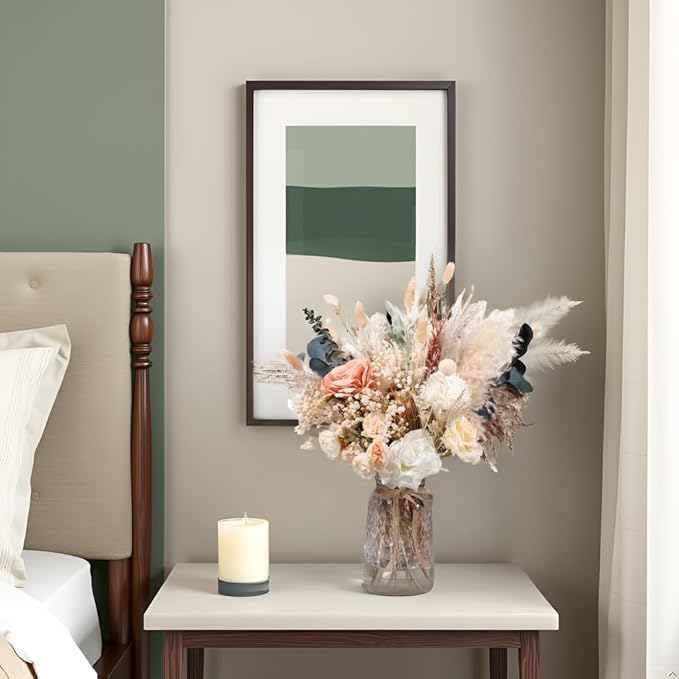 100pcs High End Artificial Flowers Dried Pampas Decor With Vase, Kitchen Island Decorations, Coffee Table Centerpiece Premium Decor, Thanksgiving Christmas Centro De Mesa de Comedor, Adornos Para Sala