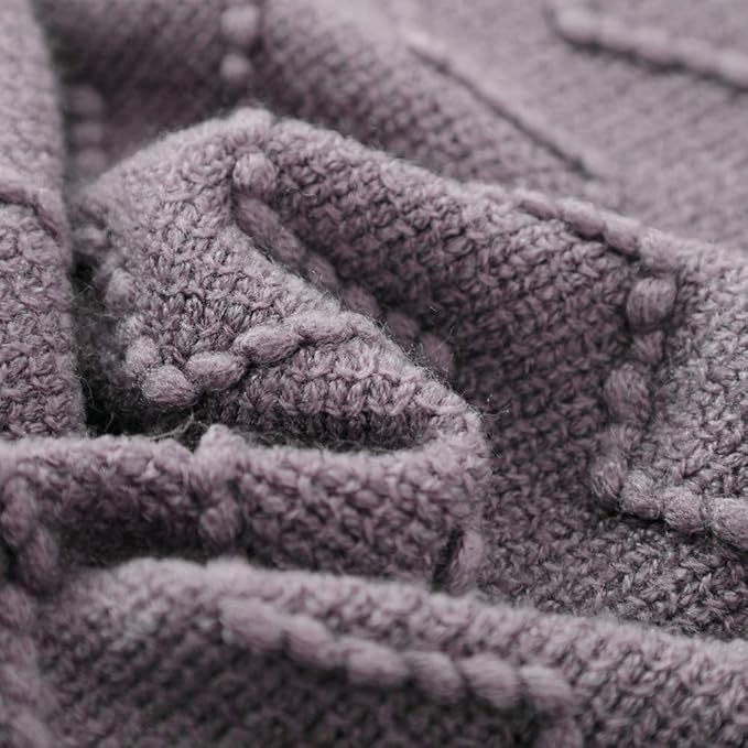 BOURINA Dark Lavender Throw Blanket 50x60 Inches Throw Textured Solid Soft Sofa Couch Decorative Knitted Blanket