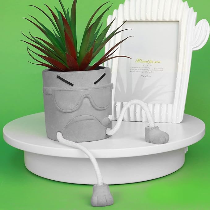 Zerzsy Artificialplant Succulents in Cement Pots with Hanging Leg, Mini Fake Plants Kitchen Shelves Decor, Bathroom Shelf Small Plants Decor, Faux Succulents for Office Wall Shelf Decorations