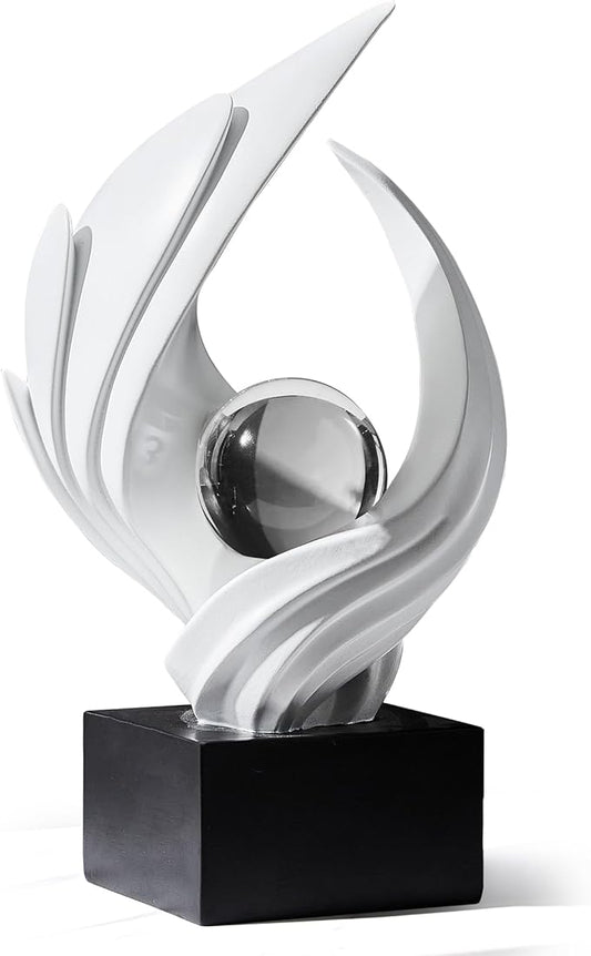Abstract Art Sculpture, Resin Gold Decorative Statue, Modern White Ornaments for Living Room, Decorativas Modernas for Coffee Table, Entryway & Office Collectibles (White)