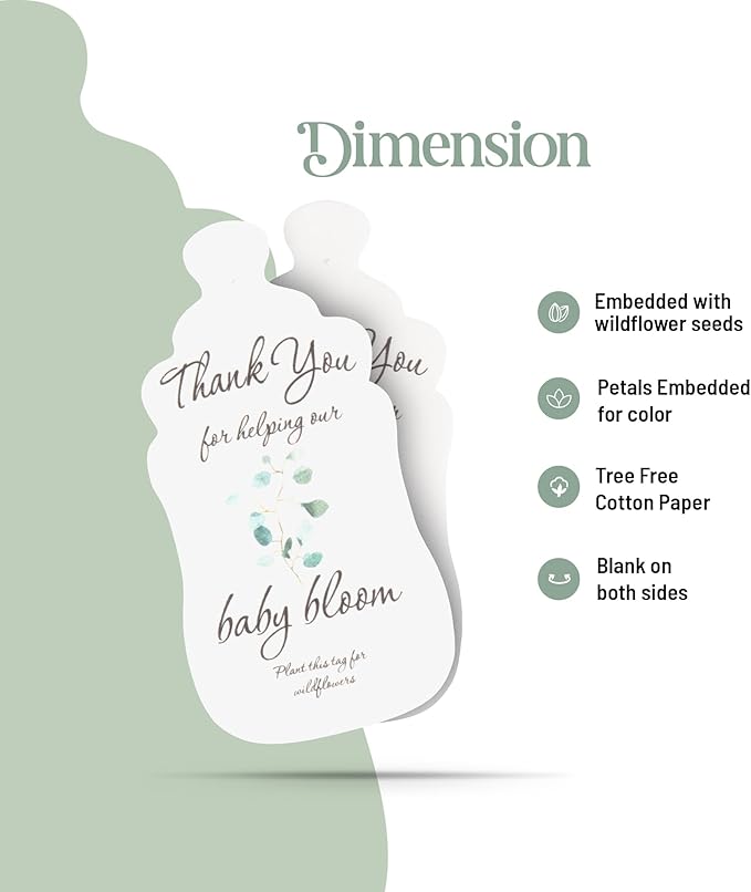 Plantable Bottle Shaped Seed Paper – 15 Green Baby Shower Favors for Guests with Wildflower Seeds, Baby Shower Gifts for Guest